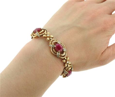 14k Gold Ruby Diamond Bracelet