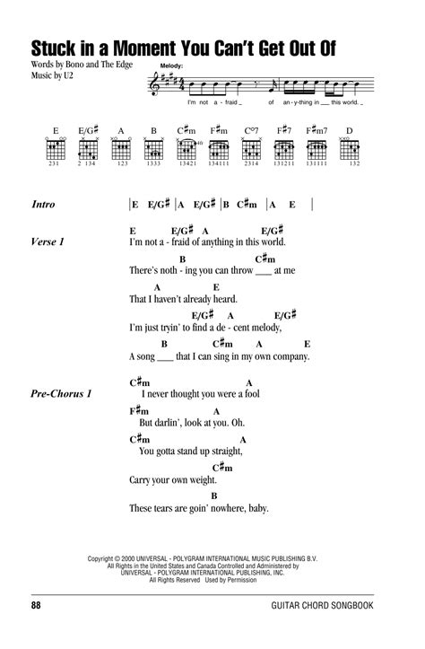 Stuck In A Moment You Can't Get Out Of by U2 - Guitar Chords/Lyrics - Guitar Instructor