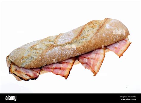 Bacon sandwich for lunch white Stock Photo - Alamy