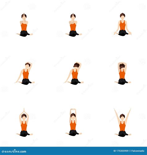 Cow Face Pose With Different Arms Asanas Yoga Set Cartoon Vector | CartoonDealer.com #175355959