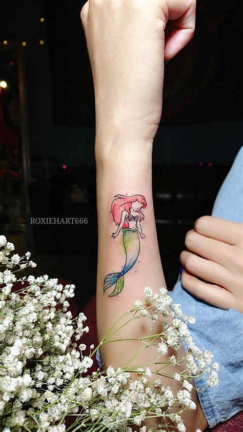 Watercolor Ariel mermaid tattoo by artist roxiehart666 | Mermaid tattoo ...