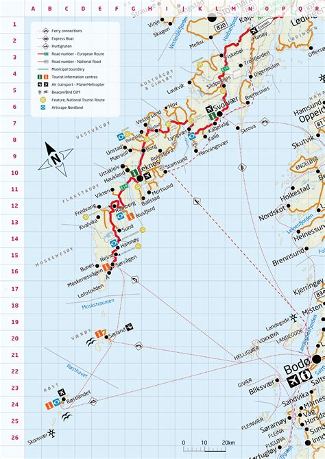 Map in English of the Lofoten Islands. Source: lofoten.info brochure | Lofoten, Map, Trip planning