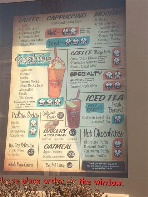 Menu at Rocket Brothers, Broken Arrow, N 9th St