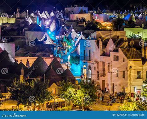 Night View of Trulli of Alberobello, UNESCO Heritage, Puglia, Italy Stock Photo - Image of live ...