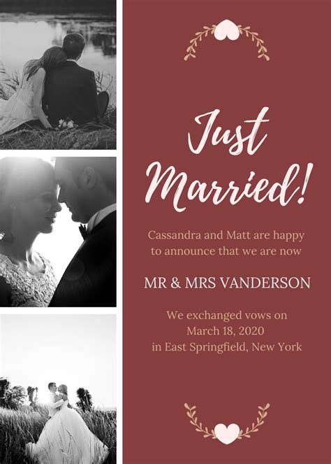 Free, custom printable wedding announcement templates | Canva