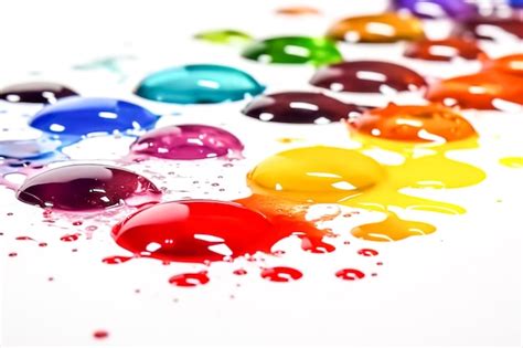 Premium Photo | Colorful paint drops isolated on a white background generative ai