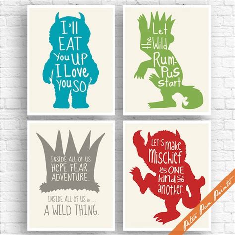 Where the Wild Things Are Inspired Quotes Set of 4 Art Print | Etsy