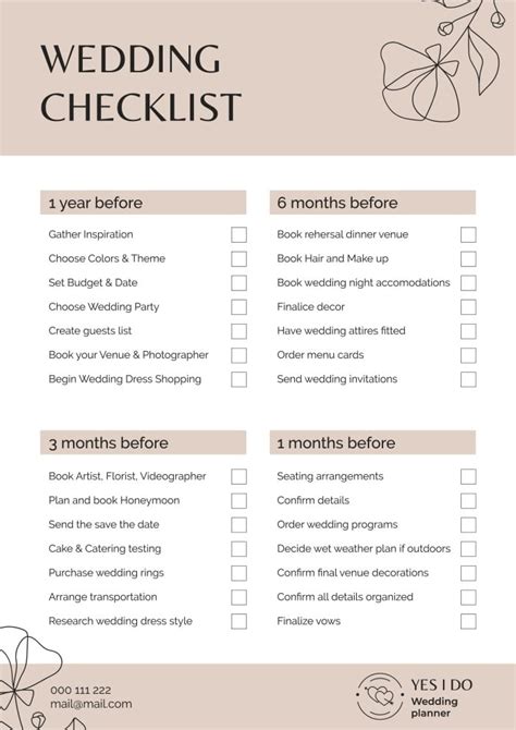 Customize and get this Minimalist Yes I Do Wedding Planner Checklist ...