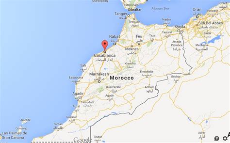 Casablanca on map of Morocco