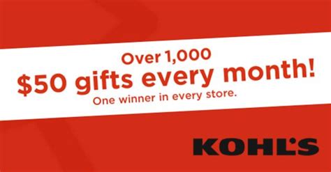 FREE $50 Kohls gift cards