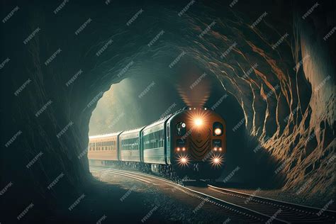 Premium Photo | Stylish train tunnel wallpaper high resolution poster technology public ...