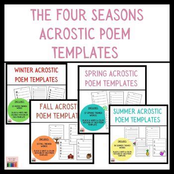 Four Seasons Acrostic Poem Templates by DearMissTeacher | TPT