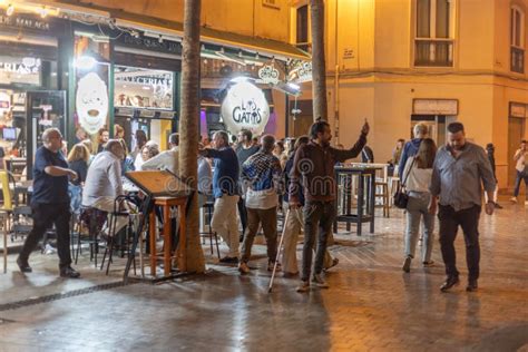 Malaga at Night, Nightlife on the Streets of the Old City Center ...