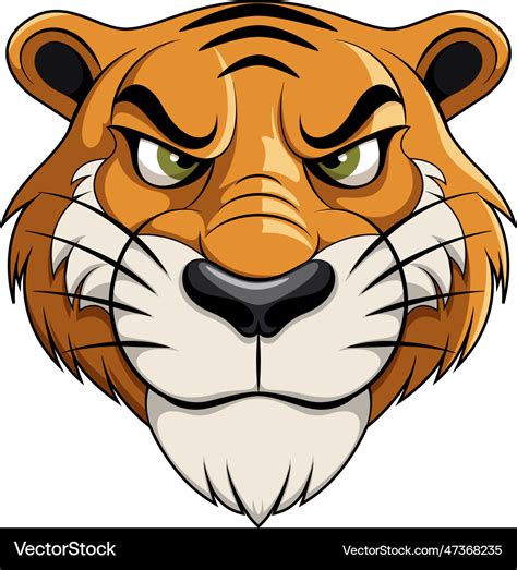 Tiger face cartoon character Royalty Free Vector Image