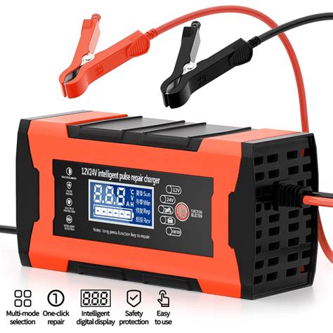 12V/10A 24V/5A Car Battery Charger, Battery Maintainer with LCD Display ...