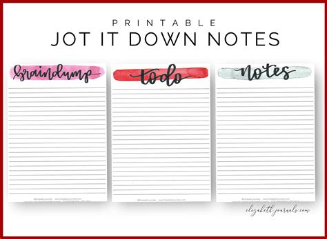 Jot It Down Notes Printable Kit Brain-Dump Notes To-Do | Etsy