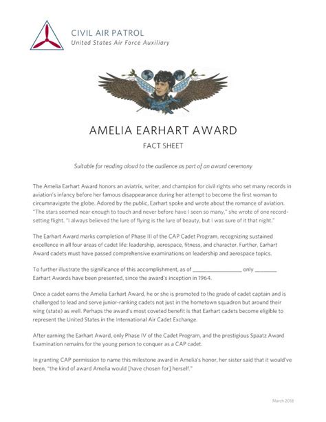 (PDF) AMELIA EARHART AWARD - Civil Air Patrol · The Amelia Earhart ...