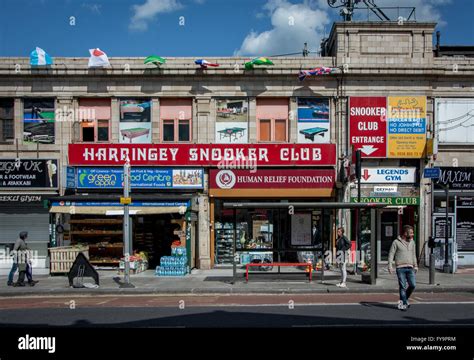 Snooker Club and shops in Harringay, Haringey, North London Stock Photo ...