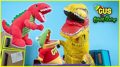 Giant Blow Up Roaring Dinosaurs + Ryan's World Toys - YouTube