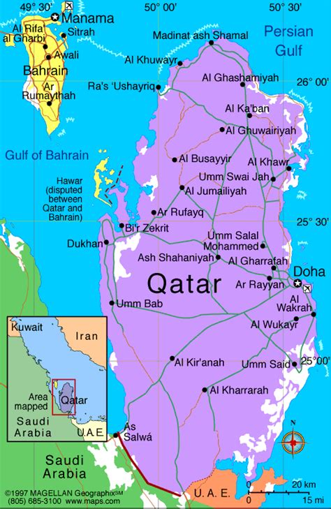 Qatar On Map Of World - Cities And Towns Map