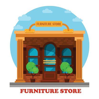 Furniture store or shop building facade Clipart Image