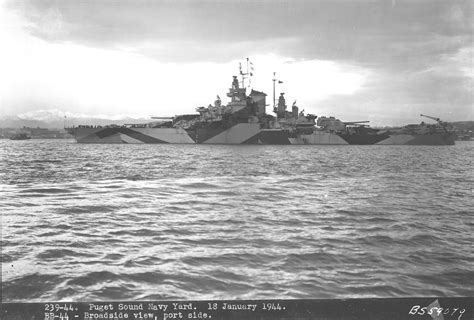 USS California (BB 44) in Puget Sound on 18, January, 1944, after her massive rebuild. Shown ...