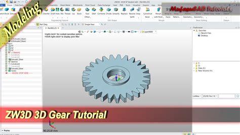 ZW3D Design 3D Gear Basic Modeling Tutorial For Beginner - YouTube