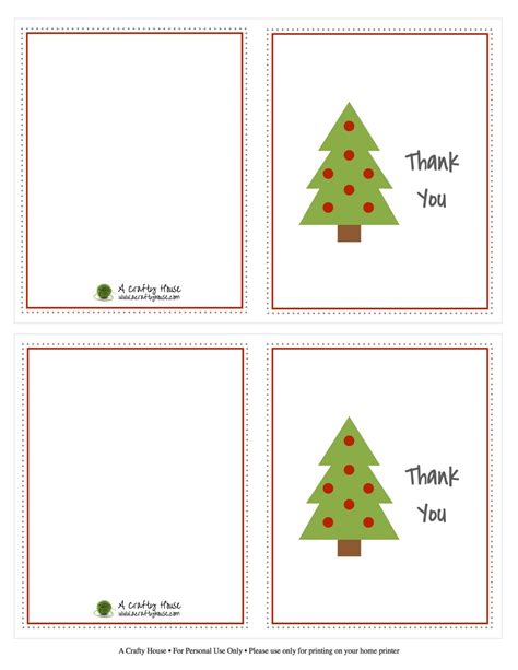 Printable Christmas Thank You Cards