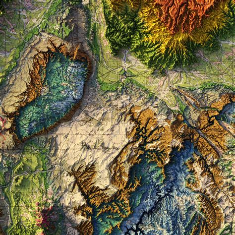 Utah 1980 Shaded Relief Map - Muir Way