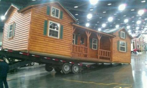 Amish built log sided cabin, pre-built/delivered 14' X 40' "Cumberland" model | Modular log ...