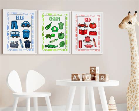 Preschool Printable Colors Posters for Classroom Wall Art, Kindergarten Home School Decor ...