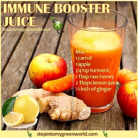 Immune Booster Juice recipe carrot, apple, turmeric, raw honey, lemon ...