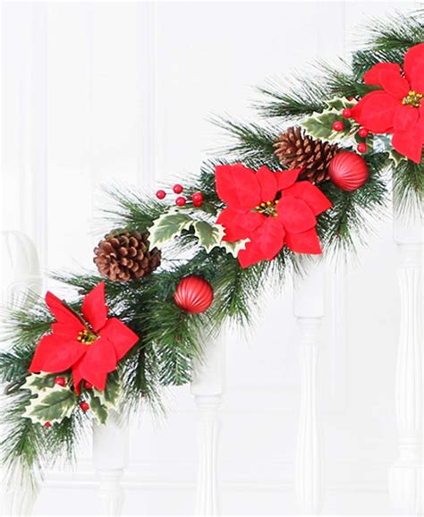 Buy 6.5ft Christmas Garland with Red Poinsettia Online India