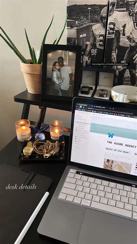 desk organization | work aesthetic | desk aesthetic | candles | black ...