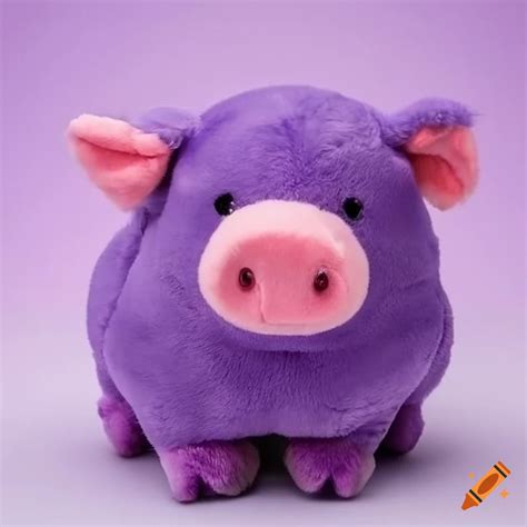 Cute pink and purple stuffed pig toy on Craiyon