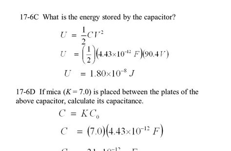 Energy Stored In A Capacitor Equation