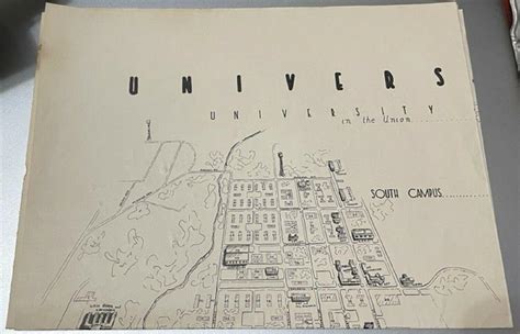 University of Oklahoma Campus Map ca.1950 - 30"x15" couple of tears on creases | #3940416607