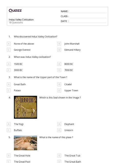 50+ the indus civilization worksheets on Quizizz | Free & Printable