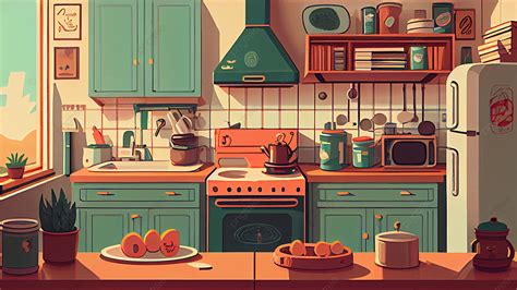 Kitchen Cute Illustration Background, Kitchen, Cute, Kitchen Utensils ...