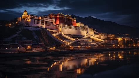 Premium AI Image | Night view of Potala Palace