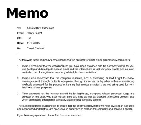 Free 6+ Email Memo Templates, Word, PDF Documents Download | Free ...