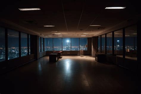 Premium AI Image | Dark Empty modern office space at night