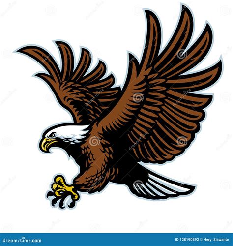 Flying bald eagle mascot stock vector. Illustration of club - 128190592