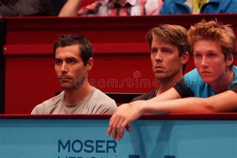 Mikael Tillstrom (Coach of Gael Monfils) and Gaetan Olivier (physio of Gael Monfils) Editorial ...