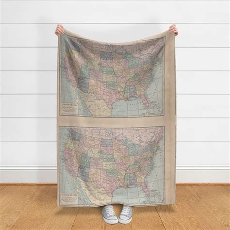 Vintage Map of United States Fabric | Spoonflower