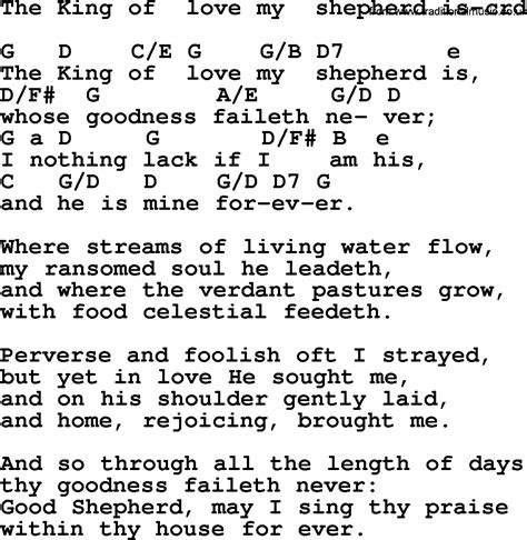 Top 500 Hymn: The King Of Love My Shepherd Is - lyrics, chords and PDF