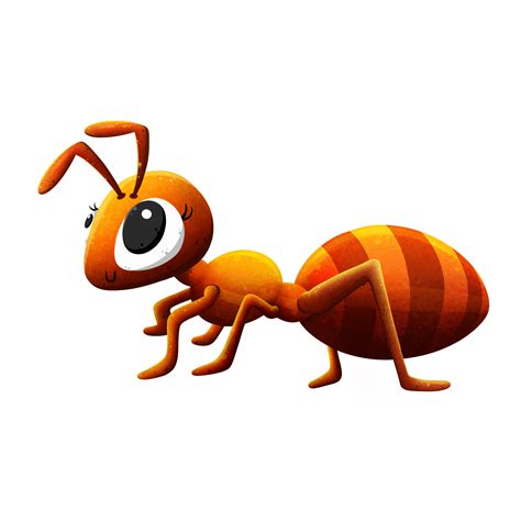 Cute red orange yellow cartoon ant illustration for various decorative ...