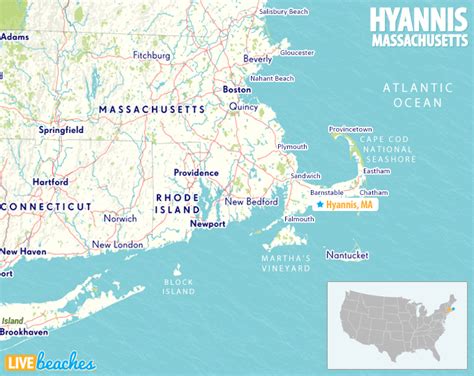 Map of Hyannis, Massachusetts - Live Beaches