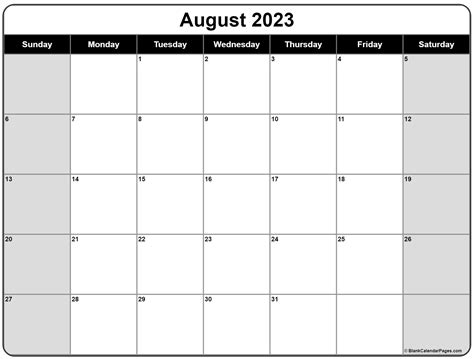 Blank Calendar For August 2024 Without Weekends - Brita Colette