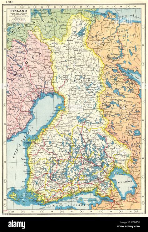 FINLAND: Finland Suomi. HARMSWORTH, 1920 vintage map Stock Photo - Alamy